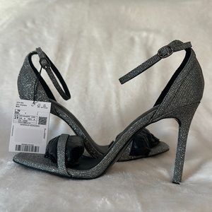 NIB Mango Sparkly Silver Sandal Heel Size EUR 39